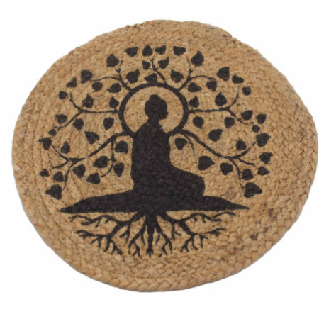 Set de table naturel - Jute 30 cm - Imprimé Arbre Bodhi