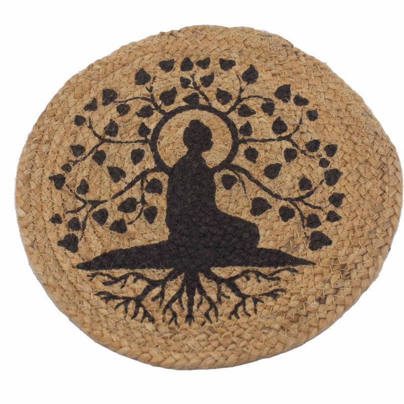 Set de table naturel - Jute 30 cm - Imprimé Arbre Bodhi