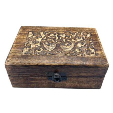 Boîte à souvenirs en bois de taille moyenne 15 x 10 x 6 cm - Arbre de vie