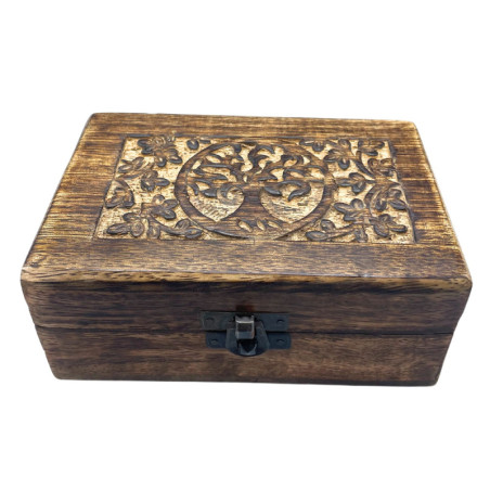 Boîte à souvenirs en bois de taille moyenne 15 x 10 x 6 cm - Arbre de vie
