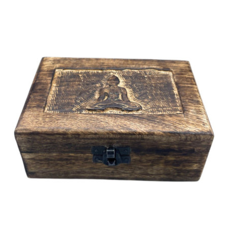 Boîte à souvenirs en bois de taille moyenne 15 x 10 x 6 cm - Bouddha