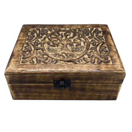 Grande boîte à souvenirs en bois 20 x 15 x 7,5 cm - Arbre de vie