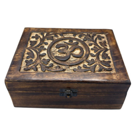 Grande boîte à souvenirs en bois 20 x 15 x 7,5 cm - Om
