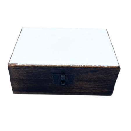 Boîte en bois émaillé, taille moyenne, 15 x 10 x 6 cm, blanche
