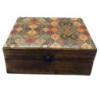 Grande boîte en bois émaillé en céramique - 20 x 15 x 7,5 cm - Motif traditionnel