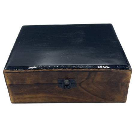 Grande boîte en bois émaillé en céramique - 20 x 15 x 7,5 cm - Noir