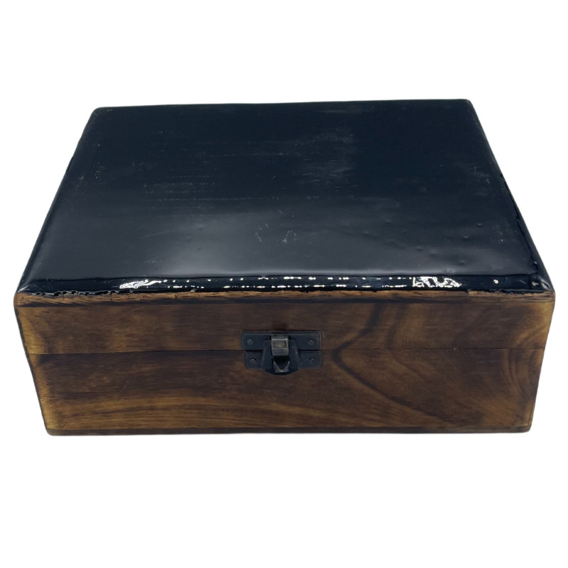 Grande boîte en bois émaillé en céramique - 20 x 15 x 7,5 cm - Noir