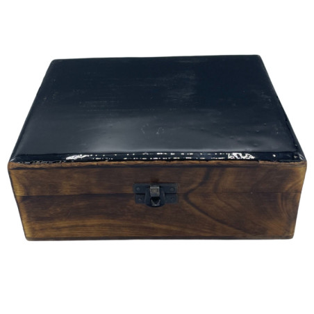 Grande boîte en bois émaillé en céramique - 20 x 15 x 7,5 cm - Noir