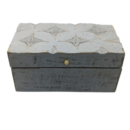 Boîte multi-usages Vintage Deco - 22 x 12 x 10 cm - Étoile grise