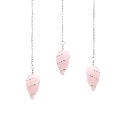 Pendule en pierre précieuse brute - Quartz rose