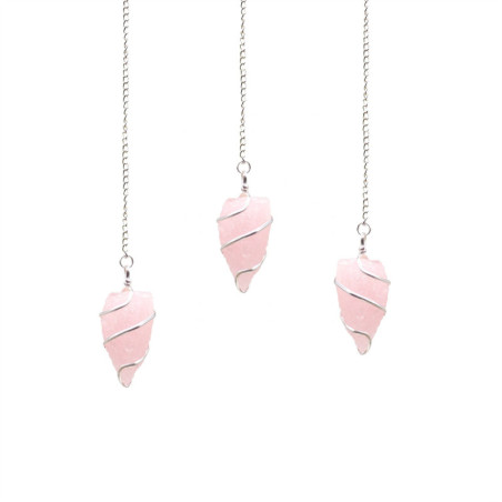 Pendule en pierre précieuse brute - Quartz rose