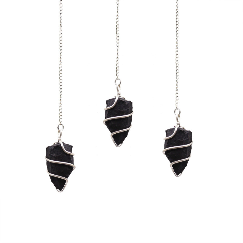 Pendule en pierre précieuse brute - Agate noire