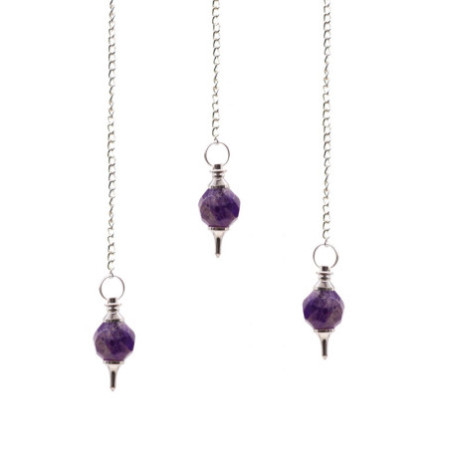 Pendule en pierres précieuses à facettes - Améthyste