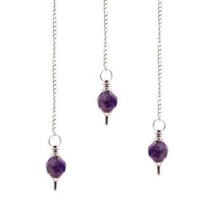 Pendule en pierres précieuses à facettes - Améthyste