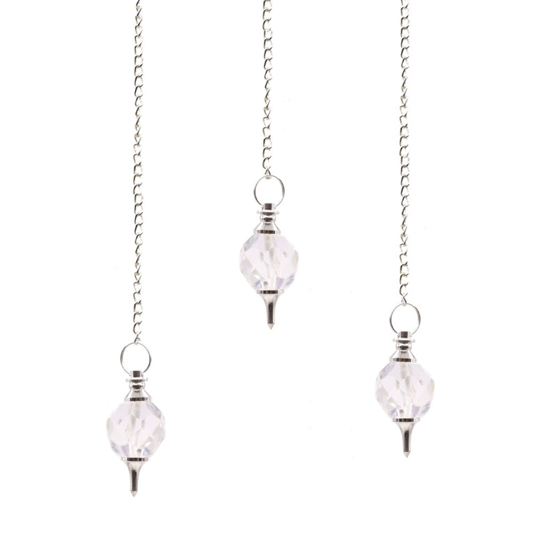 Pendule en pierre précieuse à facettes - Quartz de roche