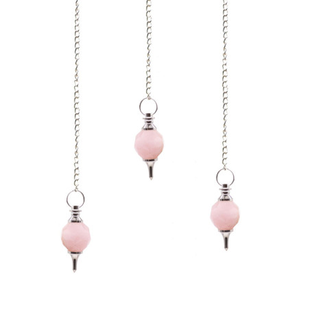 Pendule en pierres précieuses à facettes - Quartz rose
