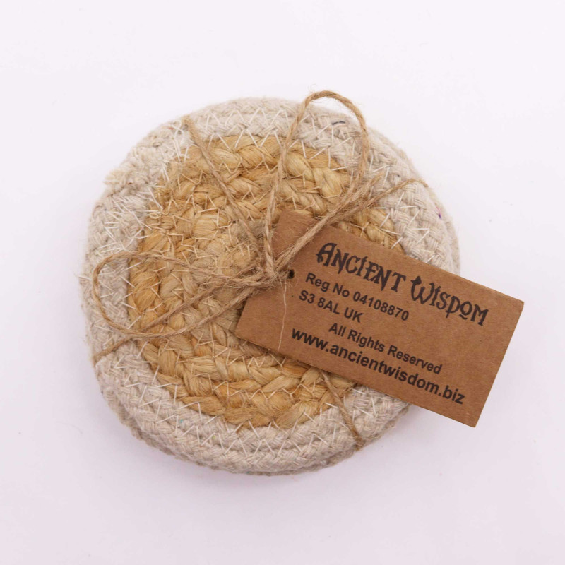 Dessous de verre naturel - Jute et coton 10 cm (lot de 4) - Bordure ivoire