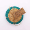 Dessous de verre naturel - Jute et coton 10 cm (lot de 4) - Bordure bleu sarcelle