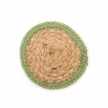 Dessous de verre naturel - Jute et coton 10 cm (lot de 4) - Bordure olive