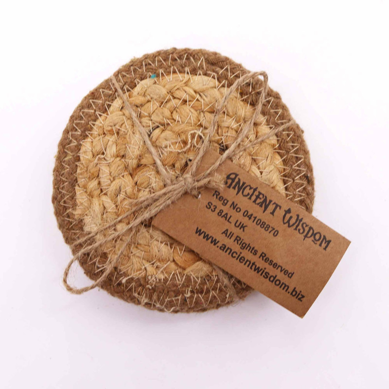 Dessous de verre naturel - Jute et coton 10 cm (lot de 4) - Natural Boarder