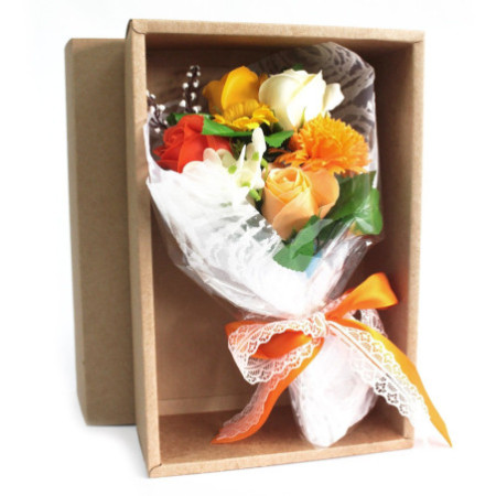 Bouquet de fleurs de savon pour les mains en boîte - Orange