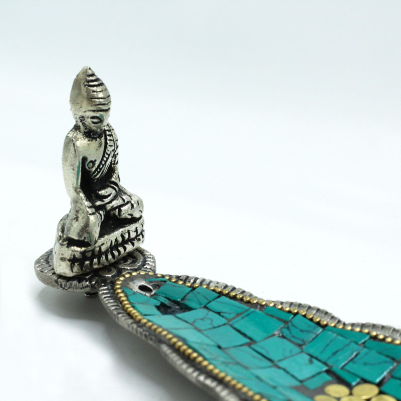 Porte-encens décoratif tibétain à longues feuilles de Bouddha