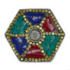Support pour cône et bâtonnet à décor tibétain à plaque hexagonale