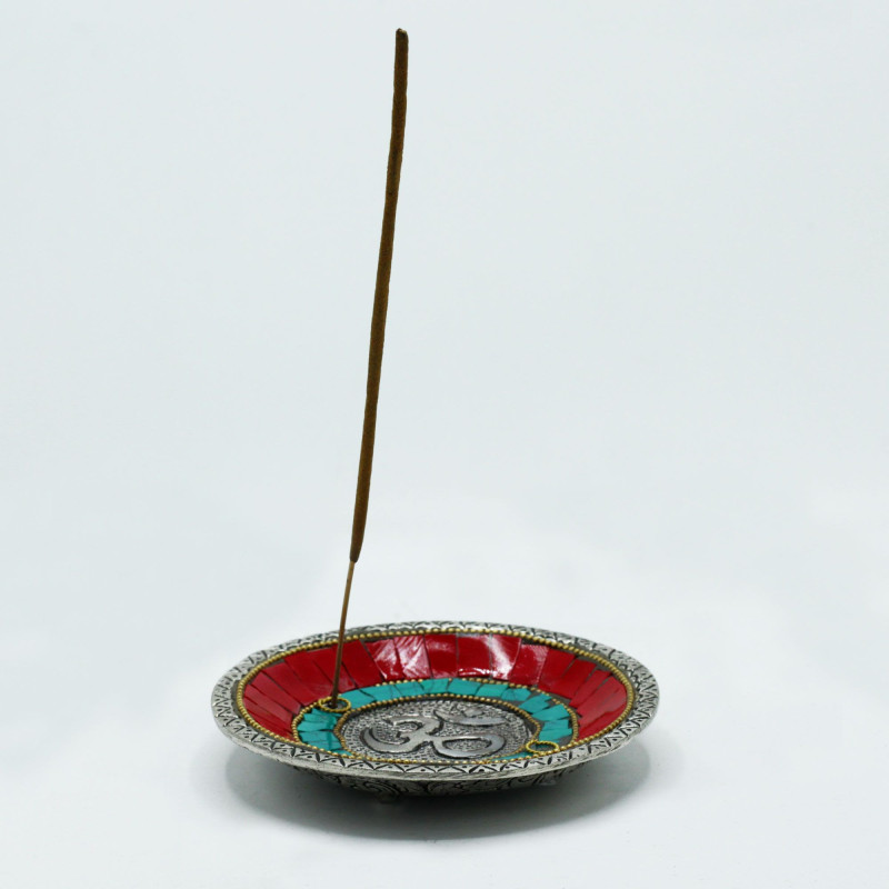 Support pour cône et bâton décoratif tibétain Om Plate