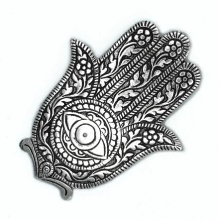 Porte-encens Hamsa en aluminium poli 14 cm