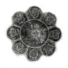 Porte-encens en aluminium poli avec symboles tibétains 12 cm