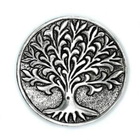 Porte-encens Arbre de vie en aluminium poli 10 cm