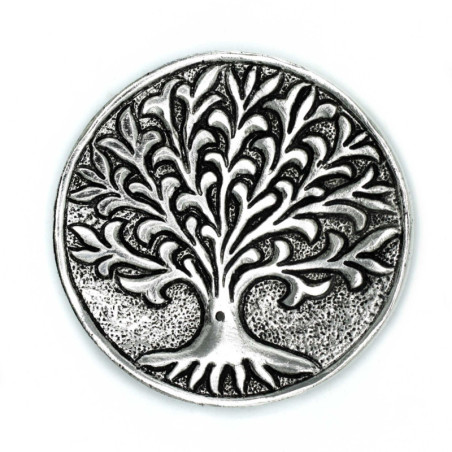 Porte-encens Arbre de vie en aluminium poli 10 cm