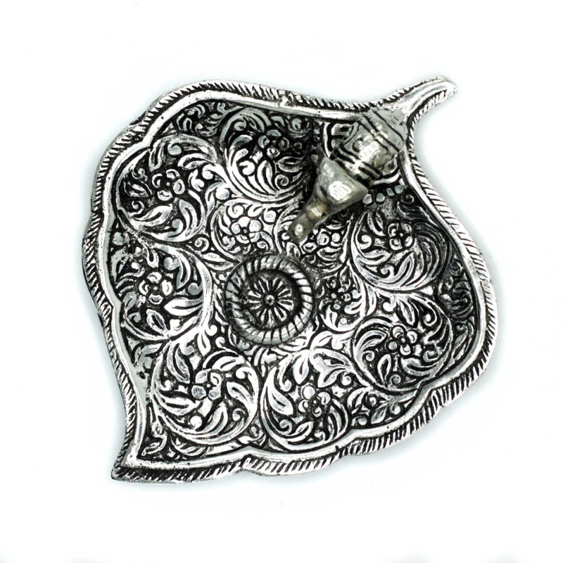 Porte-encens en aluminium poli en forme de feuille d'éléphant 11 cm