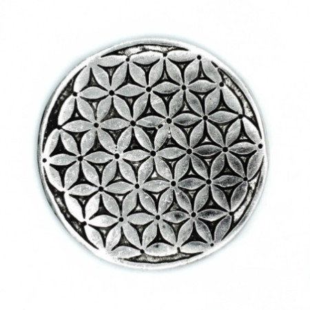 Porte-encens Fleur de Vie en aluminium poli 11 cm