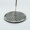 Porte-encens Fleur de Vie en aluminium poli 11 cm