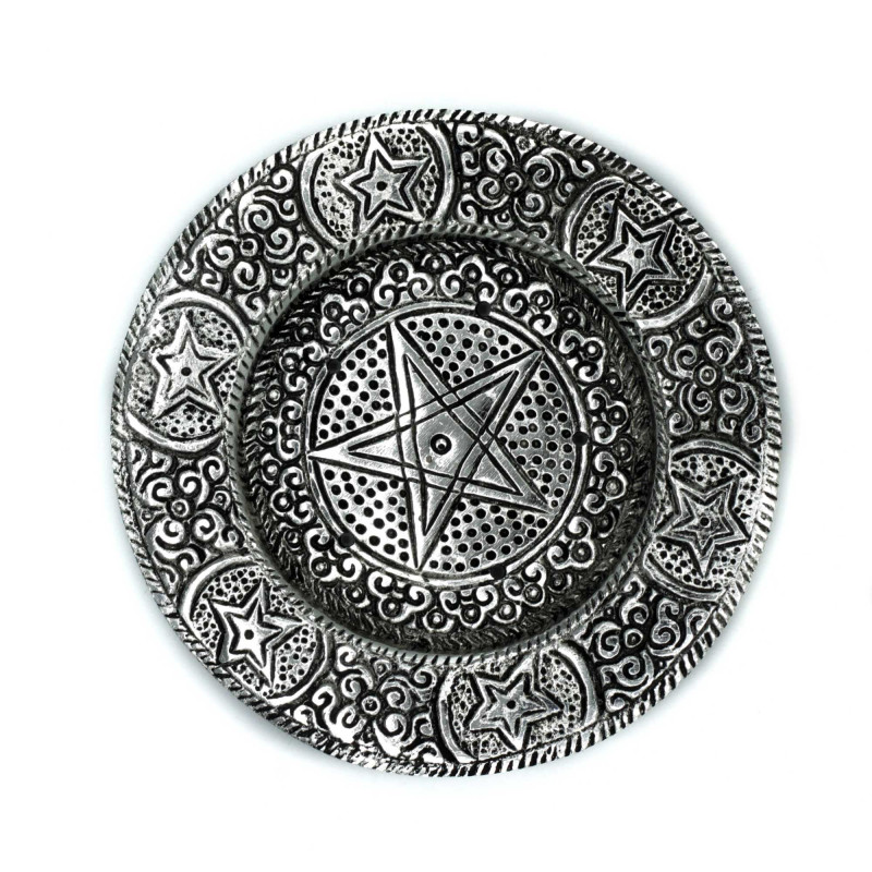 Porte-encens pentagone en aluminium poli 11,5 cm