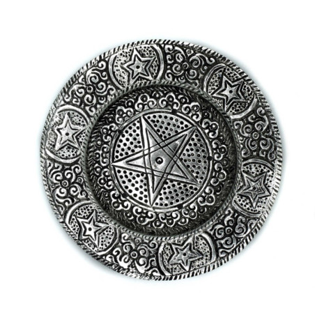 Porte-encens pentagone en aluminium poli 11,5 cm