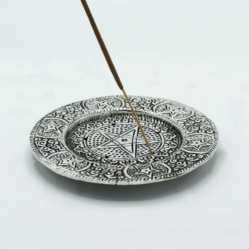 Porte-encens pentagone en aluminium poli 11,5 cm