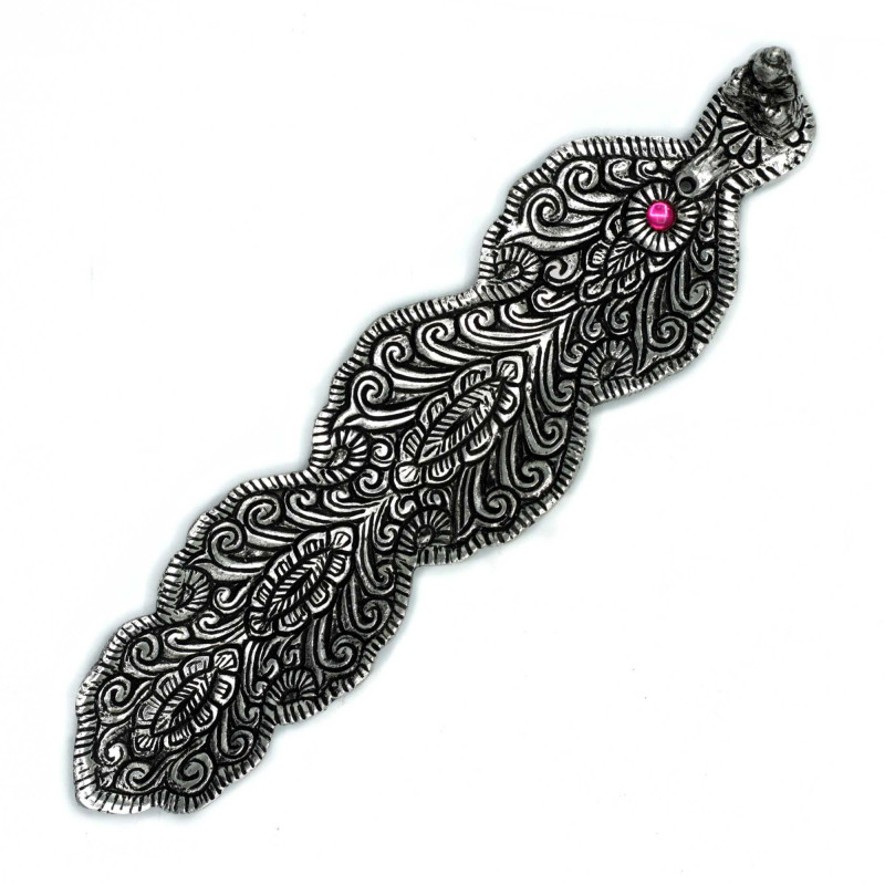 Porte-encens long Bouddha en aluminium poli 20 cm