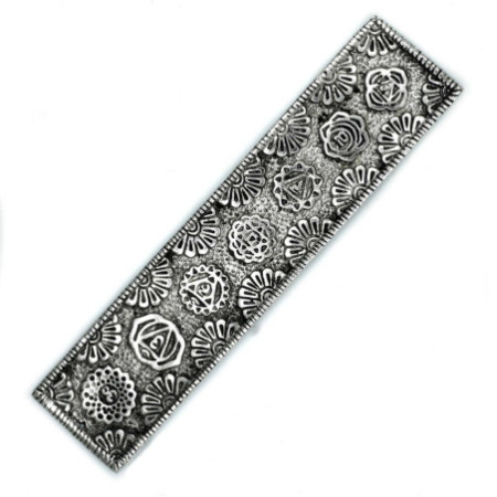 Porte-encens long Chakra en aluminium poli 23 cm