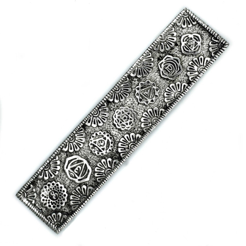 Porte-encens long Chakra en aluminium poli 23 cm