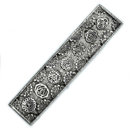 Porte-encens long Chakra en aluminium poli 23 cm