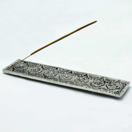 Porte-encens long Chakra en aluminium poli 23 cm