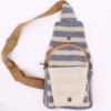 Sac bandoulière en coton naturel - Tan et bleu marine