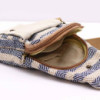 Sac bandoulière en coton naturel - Tan et bleu marine