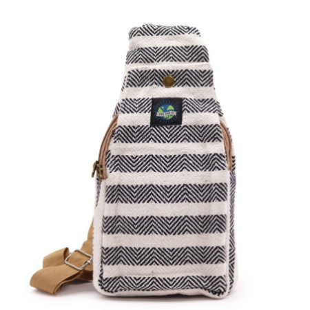 Sac bandoulière en coton naturel - Noir et blanc