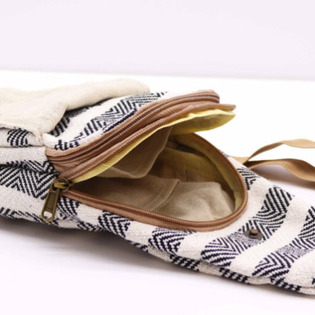 Sac bandoulière en coton naturel - Noir et blanc