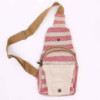Sac bandoulière en coton naturel - Tan et rose