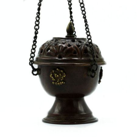 Brûleur d'encens tibétain en cuivre - Suspension classique