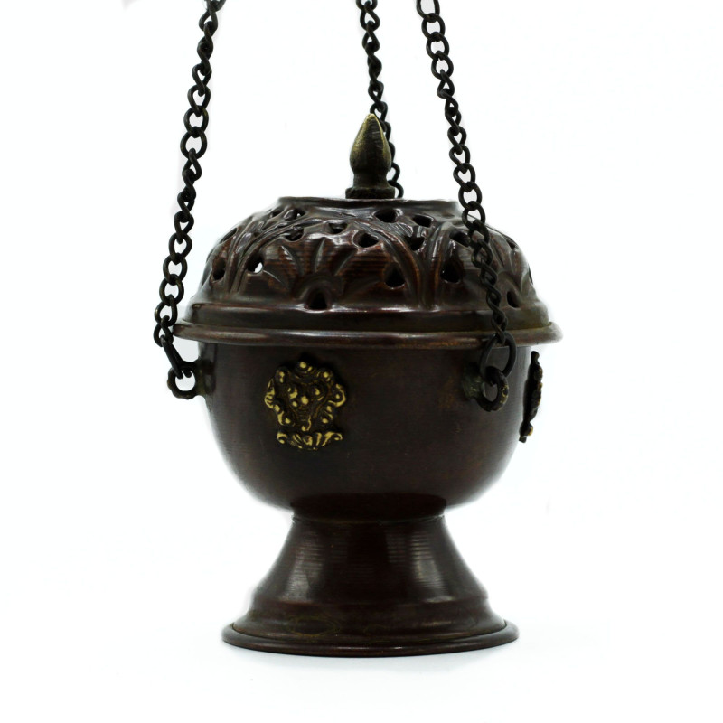 Brûleur d'encens tibétain en cuivre - Suspension classique